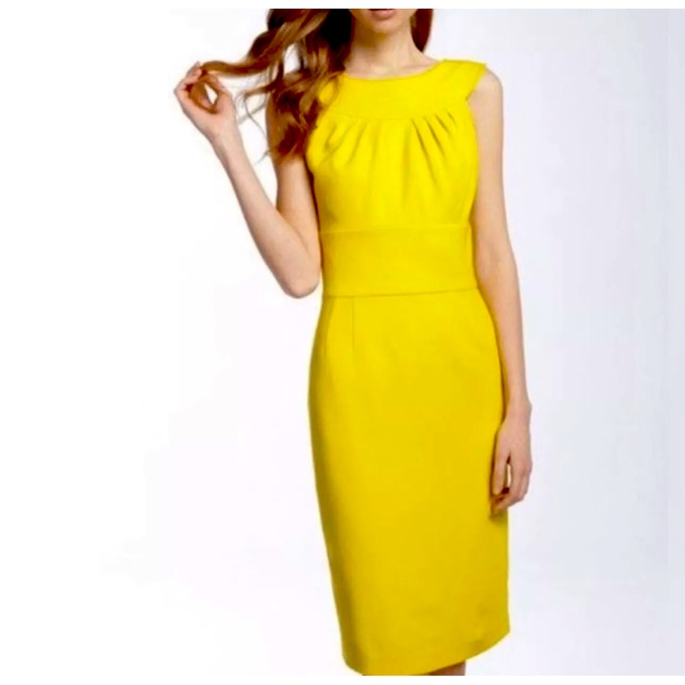 Trina Turk Canary Yellow Sheath Dress | Office Career Wedding Guest | Size S